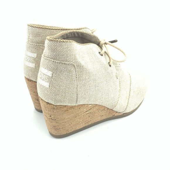 Toms Womens Kala Ankle Bootie Beige Canvas Shoes - Picture 4 of 4